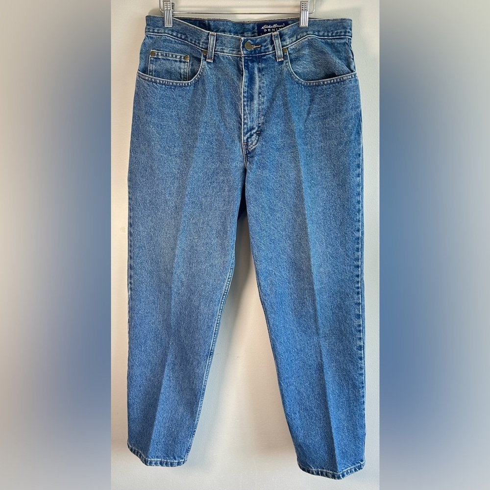 Vintage 90s Eddie Bauer Denim Jeans 36X30 Light Wash Classic Fit Straight EUC
